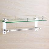 HWSY Space Aluminium-Glasregal, multifunktional, mit Einzelstange, kombiniertes Badezimmerregal, Duschspiegel, vorderes Regal, Badezimmer-Hardware, Wandmontageregale (Größe: 40 cm) Interesting