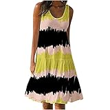 tsaChick Sommerkleid Damen Midi Frauen Mode Bedrucktes Lose Langes Kleid Kleid Hemdblusenkleid Damen Sommerkleid Damen Wickelkleid Damen Elegant Sommerkleid Damen Lang Maxikleider Damen Sommer