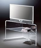 HOWE-Deko Hochwertiger Acryl-Glas TV-Eck-Tisch, TV-Eck-Rack, klar, B20 / 90 x T35 cm, H50 cm, Acryl-Glas-Stärke 12 mm