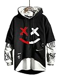 Hello MrLin Herren Techwear Hip Hop Hoodie Japanischer Streetwear Patchwork Urban Jumper
