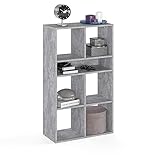 KOMTO Regal Beton - Bücherregal Standregal Würfelregal Büroregal 65,8 х 30,7 х 112,5 cm Bücherschrank RIM6 für Kinderzimmer Regal Wohnzimmer