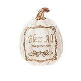 Drew Derose Bless All Whitewash Pumpkin Tischfigur aus Kunstharz, 8 x 5 x 7 cm