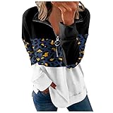 wjiNFDFG Männer Kapuzenpullover Damen Print Top Soft Fashion Bluse Langarm Reißverschlusskragen Warme Sweatshirts Lässige Winterbluse Pullover Vintage Hoodie Blau