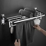Faltbares Edelstahlregal, Badezimmer Multifunktionale Handtuchhalter, Wandfreie Perforation Mit Haken(Size:50cm)