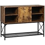 HOMCOM Küchenschrank, Sideboard mit 6 Regalen, Esszimmerschrank mit Ablage, Aufbewahrungsschrank im Industriedesign, für Wohnzimmer, Rustikal-Braun, 112 x 40 x 85 cm