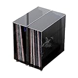 Schallplattenständer Schallplattenhalter, Desktop-Aufbewahrungsbox for Schallplatten mit Edelstahlfüßen, Acryl-Schallplatten-Aufbewahrungswürfel mit großem Fassungsvermögen CD Aufbewahrung Organizer