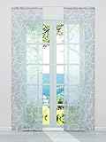 ESLIR Schiebegardinen Voile Flächenvorhänge Transparente Schiebevorhang Set 2er Gardinen mit Klettband Vorhang mit unregelmäßigen Kreis-Design Grau BxH 57x225cm 2 Stück