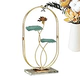 Firulab Metallrose - Modernes Blumenornament aus goldenem Eisen mit Kristallsockel,Einzigartige, Elegante Tischdekoration für Büros, Schlafzimmer, Wohnzimmer, Esszimmer