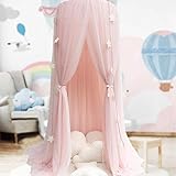 Kinder Betthimmel Babybett Baldachin Prinzessin Moskitonetz Kindergarten Spielzimmer Dekor Kuppel Premium Garn Netting Vorhänge, Rosa