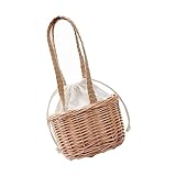 DOITOOL 1 Stück Kinderhandtasche Vintage-Handtaschen Für Damen Rattankorb Rattan-Handtasche Weidenkorb Hochzeit Blumenkorb Rattan-Aufbewahrungskörbe Strand-Fototasche Lässige