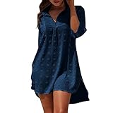 Cubinest Bademode Damen Cover Up Große Größe Musselin Strandponcho Leicht Baumwolle Tankini Strandkleid Bikini Sommer Outfit Festival Frauen Tunika Strandtunika Lang Strand