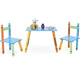 RELAX4LIFE Kindersitzgruppe, 1 Kindertisch und 2 Stühle, Kindersitzset, Kindermöbel aus Holz, Sitzgruppe für Kleinkinder, Mädchen und Jungen, farbig