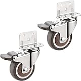 NOGRAX Mute L-Typ, seitlich montierte Räder, Rollen, TPE-Schienenrad mit Lagern, Anti-Wickel-Rad, Blumenständer, Holztisch, 2 Stück Räder (Color : No Brake, Size : 2 inch)
