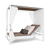 blumfeldt Doppelliege Outdoor für 2 Personen mit Dach, Doppel-Sonnenliege, Doppel Garten Liege Bett für Erwachsene & Kinder, Gartenbett mit Verstellbarer Rückenlehne, Outdoor-Sonnenbett mit Dach