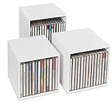 cubix CD-Box white, CD-Aufbewahrungs-Boxen aus Holz, 3 CD-Boxen für bis zu 40 CDs. Dekoratives, ansprechendes Design. CD-Aufbewahrung mit Stil.