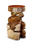 Suar Holz Beistelltisch SURAT - Akazie Blumenpodest - Nachttisch mit Schnitzerei - Massivholz Tier Hocker (SURAT - Elefant)