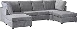 Meble Roberto Melinda U-Form Sofa Grau 364 x85 x 168 cm, Couchgarnitur, Ecksofa, Komfortables Sofas & Couches, Moderne Wohnlandschaft, Big Sofa, Große Kissen