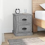 JUNZAI Nachttische 2 STK Nachtschrank, Nachtkästchen, Bedside Table, Komodenschrank, Nachtkommode, Beistelltisch, Nightstand, Schlafzimmer Möbel, Betongrau 39x39x47,5 cm Holzwerkstoff