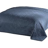 Delindo Lifestyle® Tagesdecke Bettüberwurf Premium blau, für Doppelbett, einfarbig für Schlafzimmer, 220x240 cm