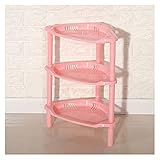 Duschregal Badezimmer-Lagerregale, 3-streizende Ecke-Speicherregal-Organizer Heraus Lager-Turm-Rack for Küchenbadezimmer, Kunststoff-Rosa Weiß Badezimmer Regal (Color : A)
