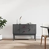 Youuihom Küchenschränke, Bodenschränke, Freistehende Schränke, Geeignet für Wohnzimmer, Schlafzimmer, Küche oder Bad, Sideboard Grau 110x40x78 cm Massivholz Kiefer