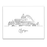 Olympia, Washington State City Skyline Landschaft – United States of America Reiseabenteuer & Urlaub Stadtbild – ungerahmt 28 x 35 cm Schwarz-Weiß Druck – Jahrestag Reise Geschenkidee