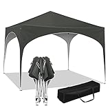 WOLTU Pavillon Pop-Up wasserdichter Faltpavillon Sonnenschutz Event Gazebo Gartenpavillon auf Terrasse Camping Festival mit Halbmonddach Pagodenzelt des Halbkreises aus Oxford Metallrahmen 3x3m Grau