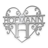 Monogramm Schild Namen aus echtem Edelstahl! - Familie Türschild personalisiert mit Buchstabe & Name - Bohrlöcher zur Befestigung Hauswand - Metallschild Deko Haustür - Geschenk Hochzeit Richtfest
