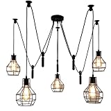 YYQBYY Moderner Rollschuh-Pendelleuchte im industriellen Stil, Kronleuchter, Vintage-Schlafzimmer-Pendelleuchte, E27/E26, kreative Spinnenlampe, Eisenrollen-Kran-Lichter, industrieller Loft-Kronleucht