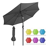 HOMEDEMO Sonnenschirm balkon Ø 300 cm mit Kurbel, Gartenschirm Marktschirm Terrassenschirm, Tischschirm mit 8 Rippen, Anthrazit Rund Schutz 50+ Knickbar Neigbar Sonnenschutzschirm Outdoor Tischschirm