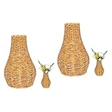 Yardwe 2 Stück Rattan-Vase Pflanzkorb Für Zimmerpflanzen Minimalistische Heimdekoration Amaranth-Vase Gewebte Vase Für Blumen Gewebte Dekorative Vase Blumenvase Aus Korbgeflecht