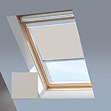 Dachfensterrollos für Keylite Dachfenster – Verdunkelungsrollo – Stein – silberner Aluminiumrahmen (01 (sichtbares Glas, Größe 373 x 531))