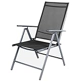 Mojawo Gartenstuhl - Hochlehner 7-Fach verstellbar - zusammenklappbar - Klappstuhl - witterungsbeständiges Aluminium - wetterfeste Gartenmöbel - Silber/anthrazit
