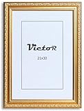 VictoR antiker, kunstvoller Fotorahmen „Chagall“ in Grün Gold - 21x30 cm Deko Rahmen, geeignet für Urkunden, Zeugnisse, Bilderrahmen