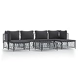 Festnight gartenlounge Metall gartensofa Metall Balkon Lounge Metall Lounge gartenmöbel Set Metall ecklounge Outdoor Metall Outdoor Sitzbank Garten -7-TLG-Anthrazit