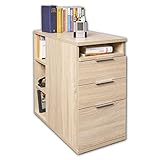 mutatio Schubladenschrank Container mit Schubladen 40 cm x 75 cm x 75 cm Bürocontainer Sonoma Eiche Beistellschrank Für Schreibtisch Nachttisch Unterschrank Büromöbel Nachtkommode