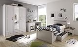 Froschkönig24 Luca 3 Jugendzimmer Set Komplettset Kinderzimmer Schlafzimmer Pinie Weiß