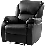 WEALTHGIRL Fernsehsessel Relaxsessel Leder Sofa Tilt Sofa Push Back Sessel für Home Lounge Gaming Cinema High-Back (Schwarz)