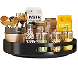 SAYZH Drehteller, Lazy Susan Drehteller Organizer, Gewürzregal Drehbar für Küche Speisekammer Schrank Schrank Tisch Arbeitsplatte, Metall Stahl, 30,48 CM, Schwarz