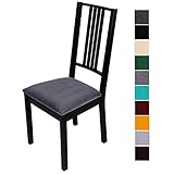 Homaxy Stuhlbezug Sitzfläche Samt Weich Sitzbezug Stuhl Stretch-sitzbezüge für Esszimmerstühle Abwaschbar Schonbezug Hussen für Stühle- 4er Set, Dunkelgrau