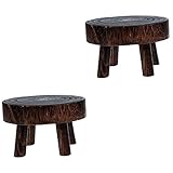 Yardwe 2 Runde Kleine Hocker Blumenständer Zimmerpflanzen Lebende Zimmerpflanzen Blumentopfständer Holzpflanzgefäße Topferhöhungen Century-Pflanzenständer Pflanzgefäße Für