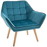 HOMCOM Einzelsessel Ohrensessel Relaxsessel Sessel mit Samt erhöhte Beine samtartiges Polyester skandinavisch Grün 64 x 62 x 72,5 cm