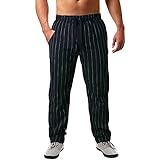 PTLLEND Hose Hellgrau Herren Lässige Sporthose aus Baumwolle und Leinen für Frühling und Sommer mit Nadelstreifen Jeanshose Mit Gummizug Herren