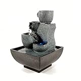 PAREKS Tisch-Wasserfall-Brunnen Zimmerbrunnen LED fließendes Wasser Desktop-Brunnen Reichtum Good Lucky Desktop-Dekorationen Zen-Meditation Yoga friedliche Ornamente Indoor-Meditationsbrunnen