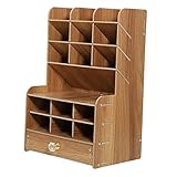 NUOBESTY 1 Set Schreibtisch-Aufbewahrungsbox Bürobedarf Organizer Büro-Tisch-Organizer Holz-Desktop-Organizer Stift-Organizer Vintage-Schreibtisch Kosmetik-Aufbewahrungsbox