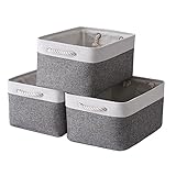 Amazon Brand - Umi Aufbewahrungsbox, Storage Box Faltbarer Aufbewahrungskorb Aufbewahrungsboxen zur Aufbewahrung von Spielzeug mit Griffen 3 tlg Weiß grau 40x30x21cm