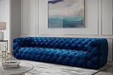 GREKPOL Chesterfield Sofa für Vier Personen - Eleganz und Komfort für die ganze Familie (Riviera 81 Blau)