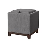 FIONEL Fußhocker Teetischhocker, Haushaltsschuhwechselhocker, multifunktionaler Aufbewahrungshocker, kreativer Wohnzimmersofa-Holzhocker Stauraum Sitzhocker (Color : Grigio)