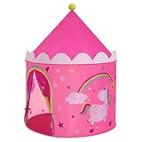 SONGMICS Spielzelt für Kleinkinder, Prinzessinnenschloss, Pop-up Indianerzelt, Geschenk für Kinder, für innen und außen, mit Tragetasche, pink-gelb LPT04PY