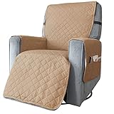 Atack-B Sesselschoner Für Fernsehsessel Relaxsessel, 1 Sitzer Sesselschoner Mit Taschen Sesselauflage Relaxsessel Sesselüberwurf Wasserdicht Sesselschutz Sofaüberwurf (Khaki,S)